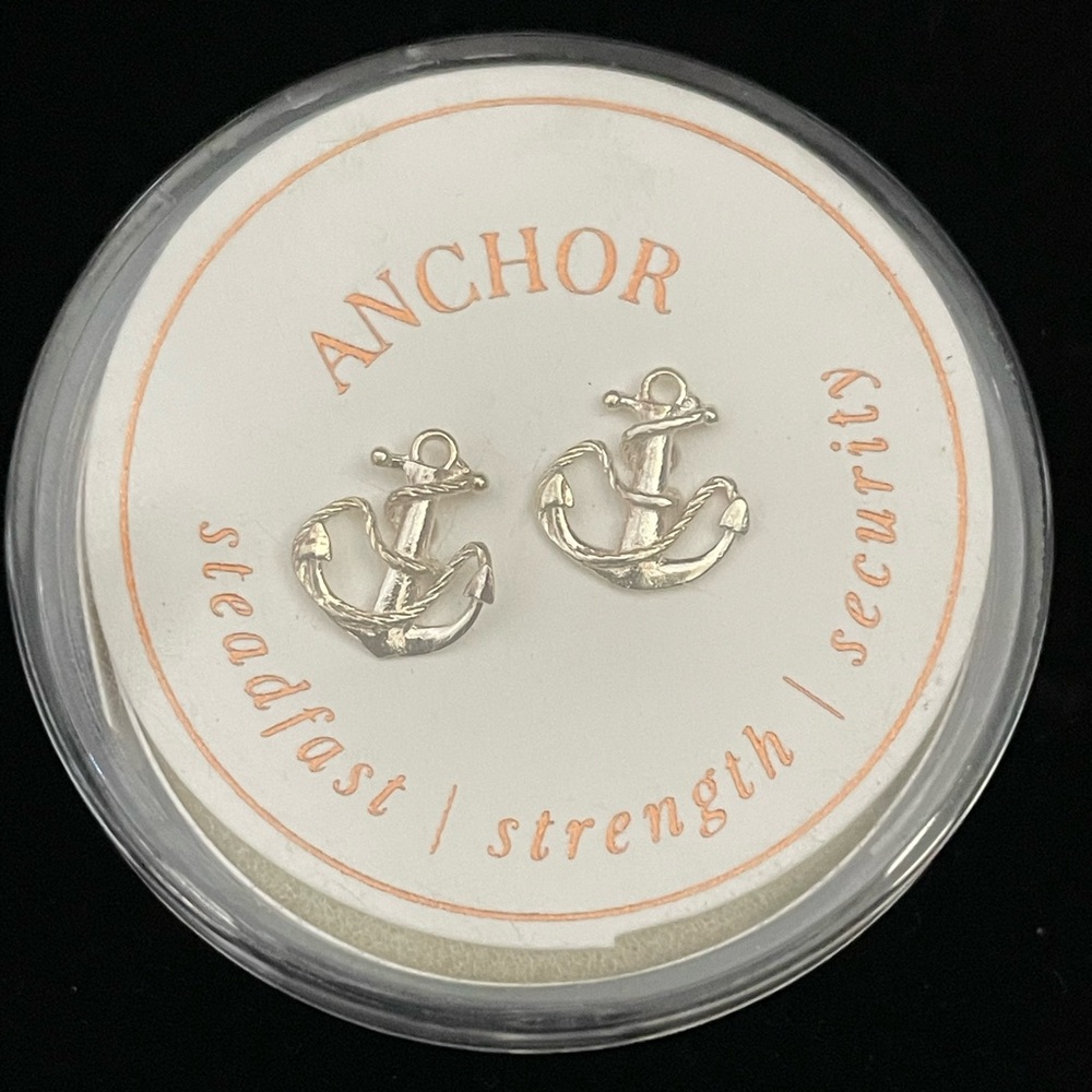 Alex and Ani Anchor Stud .925 Sterling Silver Post Earrings - Picture 8 of 10